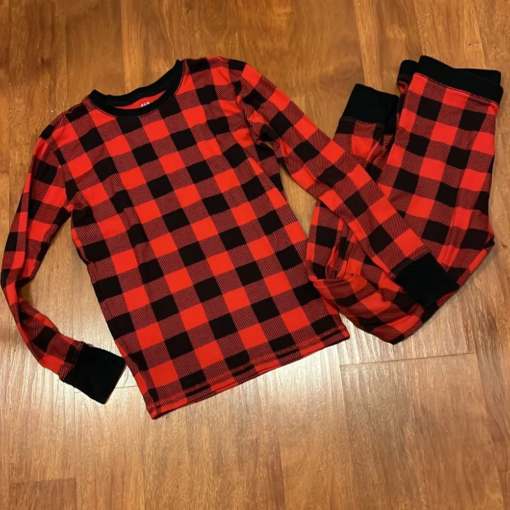 Gap Buffalo Plaid Holiday Pajama Long Sleeve Shirt and Pants Bundle Set